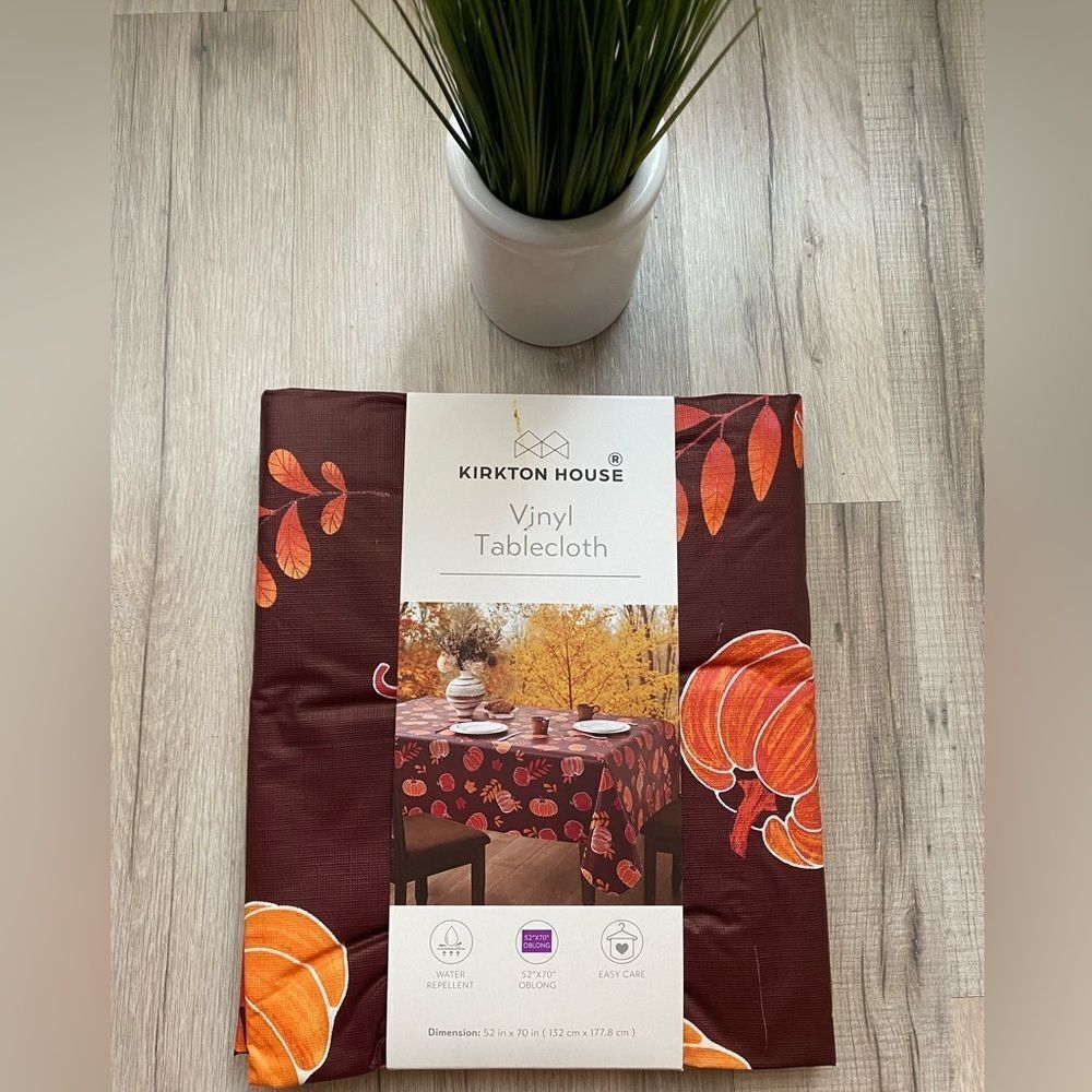 Kirkton House Vinyl 50x70” Oblong Tablecloth with Autumn Design